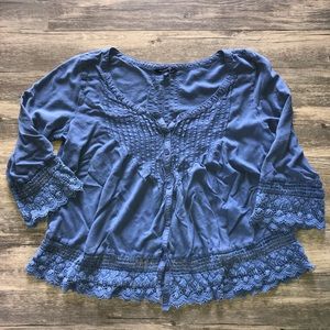 Beautiful Blue Boho inspired American Eagle top